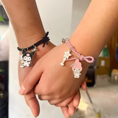 Cute Cartoon Magnet Couples Bracelet 2pcs 